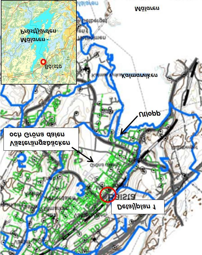 8 (46) 1.3 Recipient Planområdet avleds söderut via det kommunala ledningssystemet till Västerängsbäcken 1 i Gröna dalen.