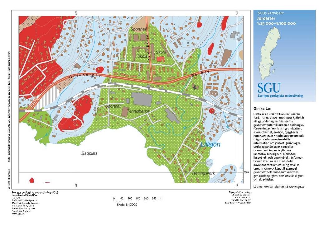 Kompletterande miljöteknisk markundersökning Datum: 2015-04-02 Projektnr: 151049 GV-riktning SGUs jordartkarta 1:25 000 1:100 000 Viaredsjön Figur 2.