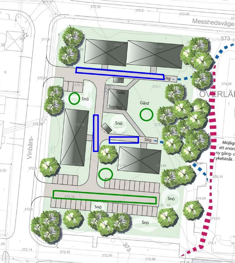 5.2 Möjliga lösningar för hantering av dagvattnet inom aktuellt planområde Bygger man någon form av dagvattenmagasin bör det klara en volym på cirka 65 m 3 (20 minuters regn med 10 års återkomsttid