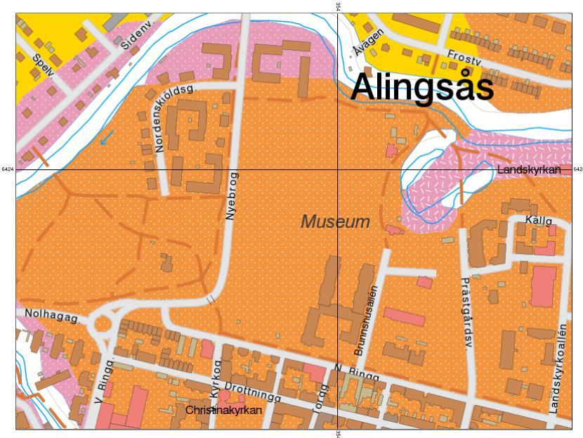 DAGVATTENUTREDNING BRUNNSGÅRDEN 13 4 Befintliga förhållanden 4.1 Markanvändning Fastigheten rymmer idag ett äldreboende och Alingsås kommuns arkiv.