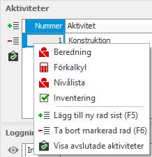 Kontextmenyn I MONITOR G5 finns en kontextmeny som du kan öppna med höger musknapp. Kontextmenyn har olika innehåll beroende på var i rutinfönstret du öppnar den.