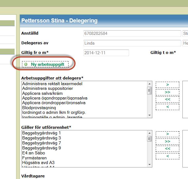 Vyn expanderas med funktioner för att lägga till arbetsuppgifter,