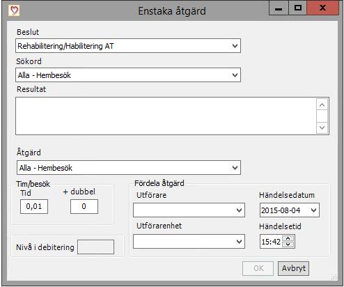 Dokumentera under resultat. Här dokumenteras varifrån uppdraget kom och att det är utfört.