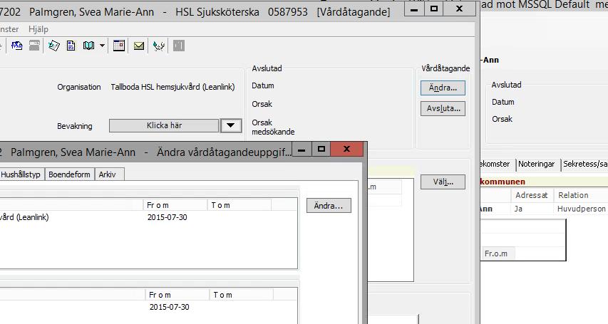 Välj datum för byte av ansvarig. Välj ansvarig som vårdåtagandet skall flyttas till och Spara.