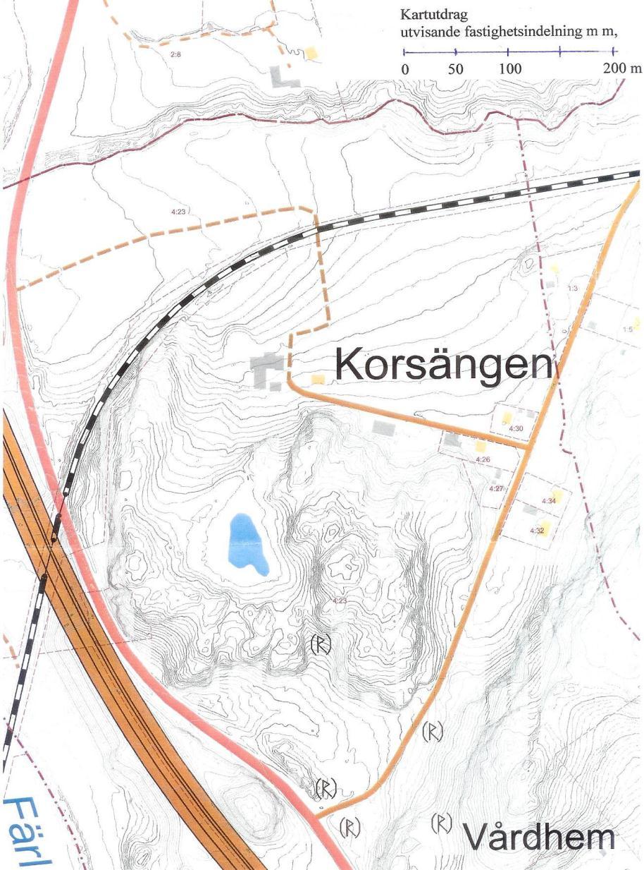 0 Tillfartsväg 100 200 m Kraftledningar Befintlig kulvert Planerad avloppsanläggning Tänkt detaljplaneområde Det tänkta planområdet kommer att på