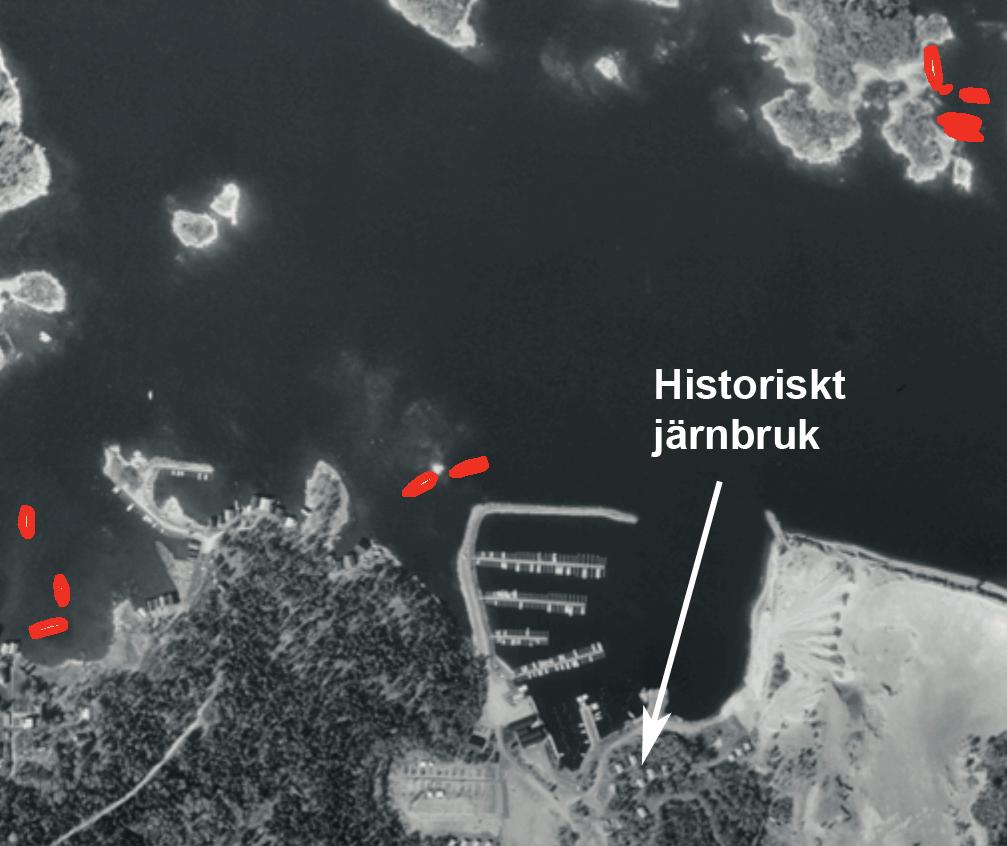 De flesta vrak påträffas oftast i anslutning till farleder och hamnar med historisk industriell verksamhet.