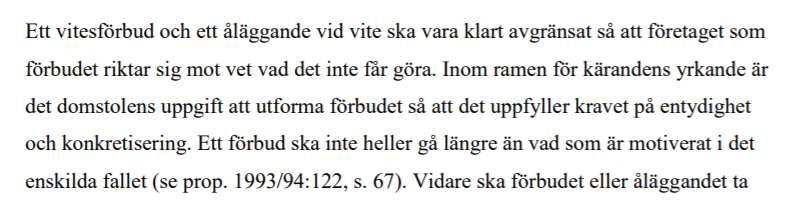 Delvis förändrad syn på hur vitesförbud ska formuleras?