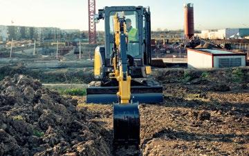 SÄKERHET ViO38-6:s hyttstruktur uppfyller ROPS-certifieringen (Roll-Over Protective Structure, överrullningsskydd) såväl som FOPS (Falling Object Protective Structure, skydd mot fallande föremål)