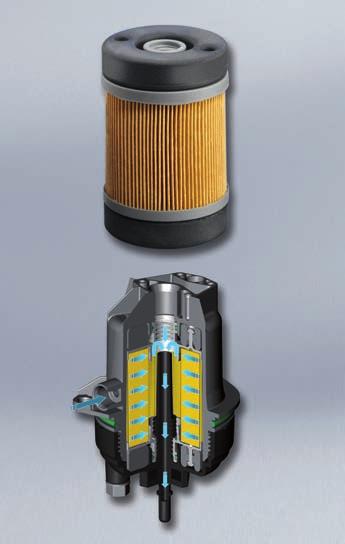 Denoxtronic-filter Komponenter 1. Kompensationselement 2. Ändplatta 3. Hölje 4. Filtrerad AdBlue 5. Filtermedel 6. AdBlueinloppsledning 7. O-ring 8. AdBlueavtappningsplugg 9.