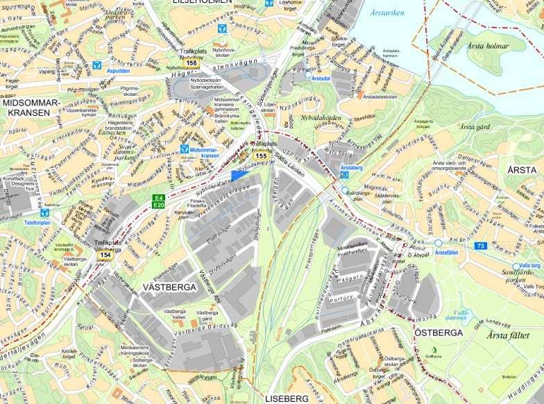 Sida 2 (9) Planområdets ungefärliga placering vid Södra Länken och partihandelsområdet. Bakgrund och syfte Planen syftar till att möjliggöra en biogasanläggning i Östberga partihallsområde.