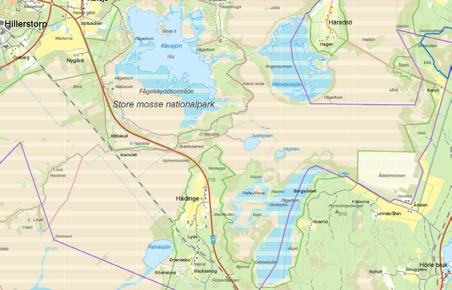 Sida 7/13 Gamla Häradsösjön, gamla Horssjön, gungflyet på södra sidan av Kävsjön. Ca 150 + 150 + 150 ha.