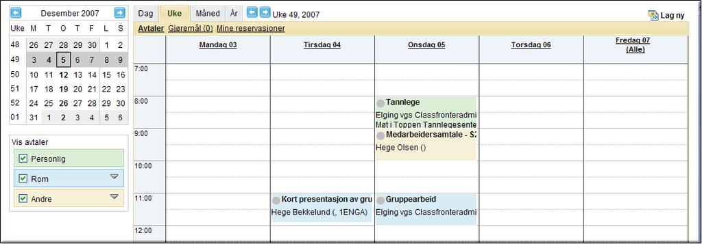 till möte I många situationer kan möten bokas genom att använda rumskalendern i ett