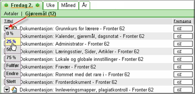 Allteftersom arbetet fortskred uppdaterade han status för uppgiften.