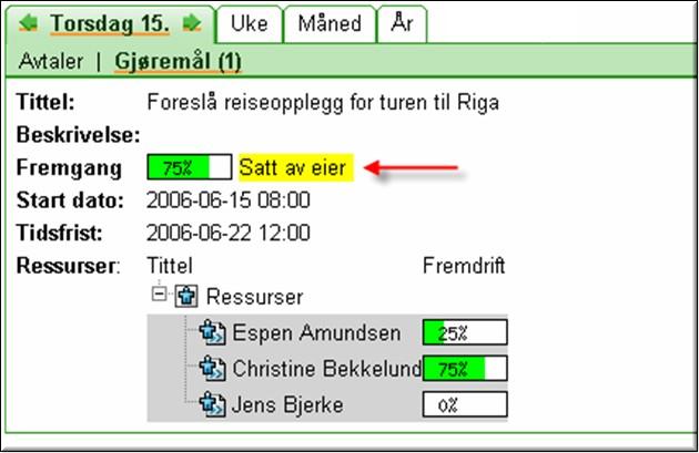 Läraren kan gå in och ändra statusen, oavsett vad deltagarna har angett: Här ser vi