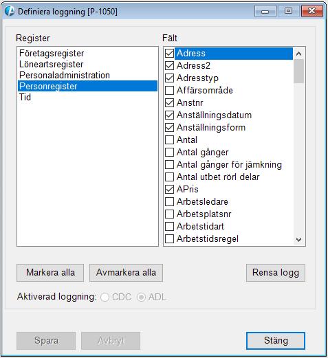 13. Loggning I version 2018.2 så får Agda PS en förbättrad loggningsplattform som loggar ett bredare perspektiv av förändringar som sker för fält som är uppsatta för loggning i Agda PS.