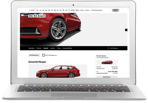 Bygg din bil på audi.se Bygg din egen bil på audi.se och få snabbt reda på vad den kostar med din favoritutrustning.