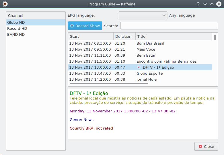 2.3 Programtablå Digital-tvkanaler skickar oftast ut en lista med pågående och framtida program. Det kallas elektronisk programtablå, EPG. Programtablåns data lagras när en kanals innehåll visas.