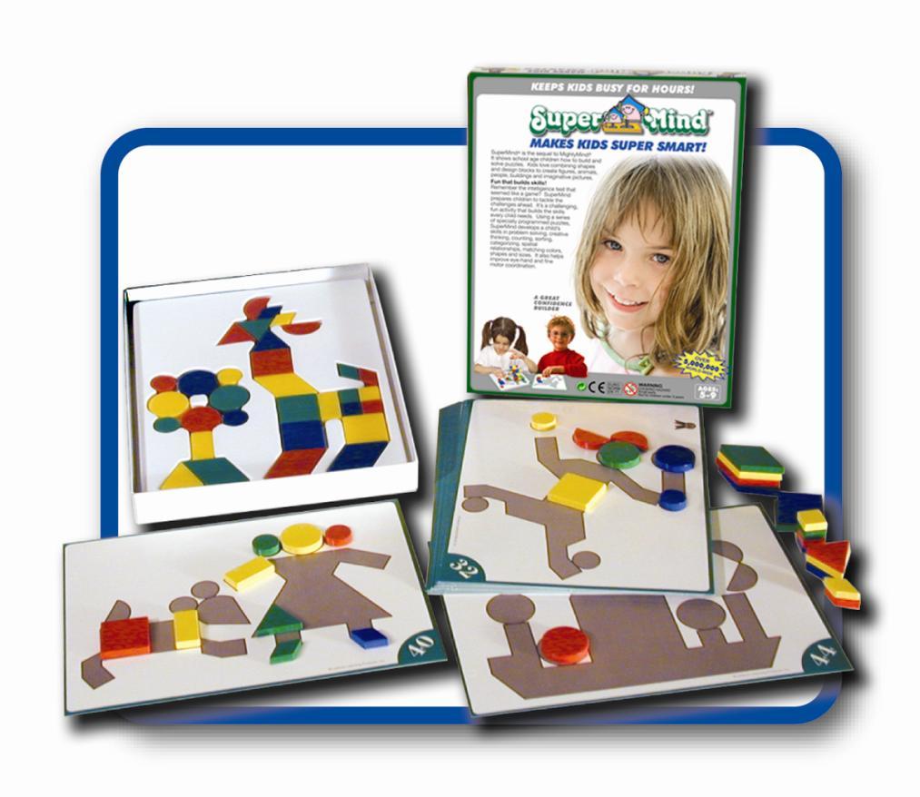 SuperMind Prod. nr.: MM-202 SuperMind är en fortsättning på det prisbelönade MightyMind med en högre svårighetsgrad. Detta är en produkt för kreativ egenaktivitet för barn mellan 5 och 9 år.