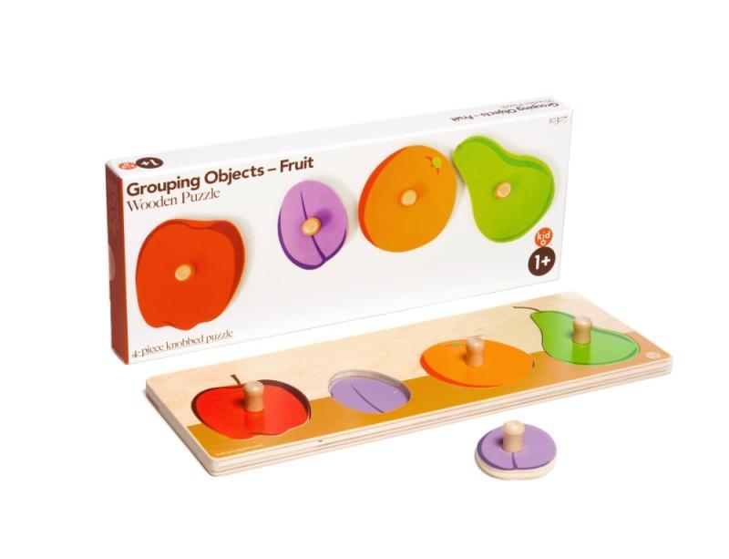 Ålder: 2+ 23 x 30 cm Fruktpusslet Kid O Prod. nr.: KO-307 Barn tycker om att känna igen familjära objekt.