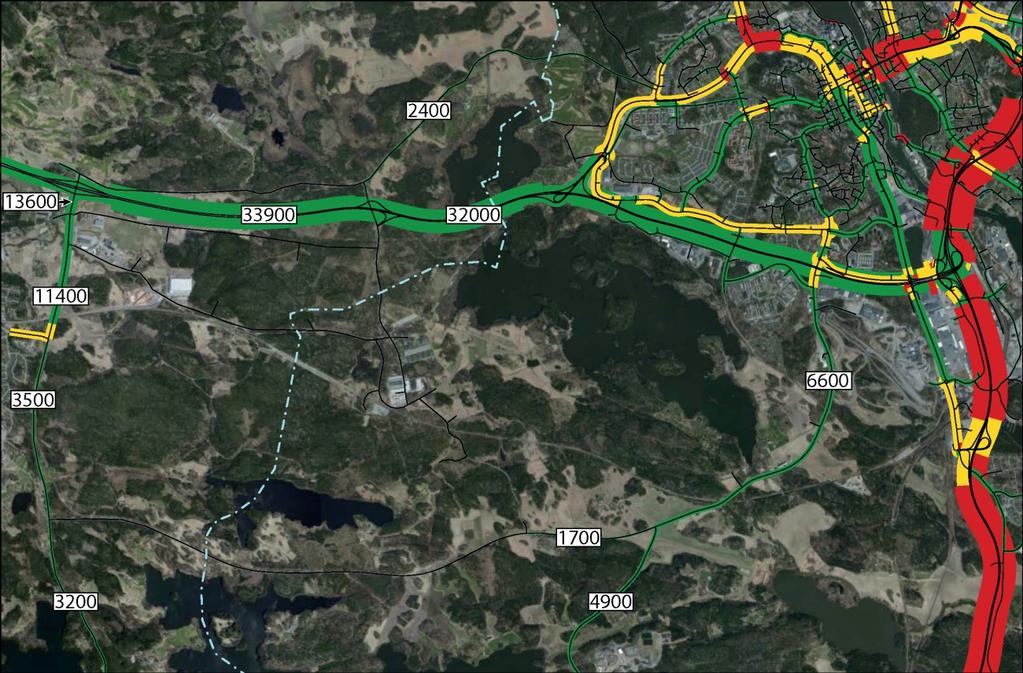 4.2 Biltrafik De olika figurerna i detta kapitel (kap. 4.2) bygger på: Två olika scenarior för exploateringen i området enligt planeringsförutsättningarna som redovisas tidigare i rapporten.