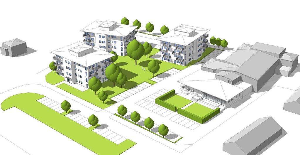 Exempel på hur ny bebyggelse kan utformas Parkering Boende- och besöksparkering ska anordnas enligt kommunens parkeringsnorm inom kvartersmark.