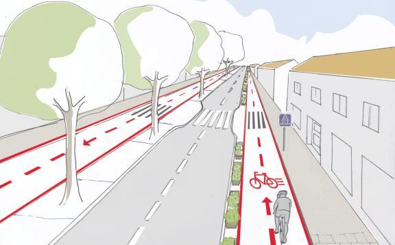 32 Principlösningar Placering Trafikanter Snabbcykelstråk Mellan tätorter (i tätort) (G)CM 1) I rapporten Cykelexpressrutter en kunskapsöversikt och förslag till definition visas
