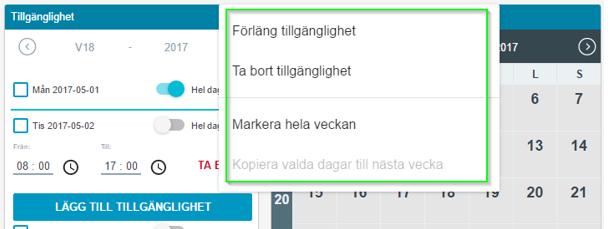 lätt markera hela veckan som tillgänglig.