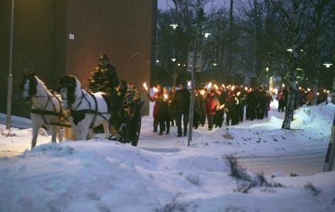 Årets Vinterland invigdes med ett fackeltåg som gick från Stortorget till Jamtli. Foto: Håkan Strömqvist, JLM.