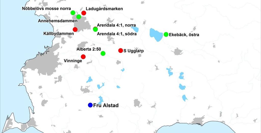 Etablering av hotade växtarter i våtmarker I syfte att bidra till länets naturvårdsarbete och optimera de anlagda våtmarkernas potential att främja biologisk mångfald har Höjeåprojektet genomfört