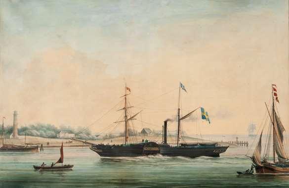 GAUTHIOD från Stockholm byggdes 1841 som hjulångfartyg. 1888 byggdes det om till propellerångare. Fartyget gjorde många resor mellan Stockholm Kalmar Lübeck.