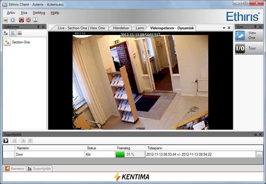 Uppgift 12, Exportera video de utförs en och en och slutligen försvinner de från jobblistan efterhand som de utförts. Figur 2.140 Export jobb läggs till i listan Exportjobbt.