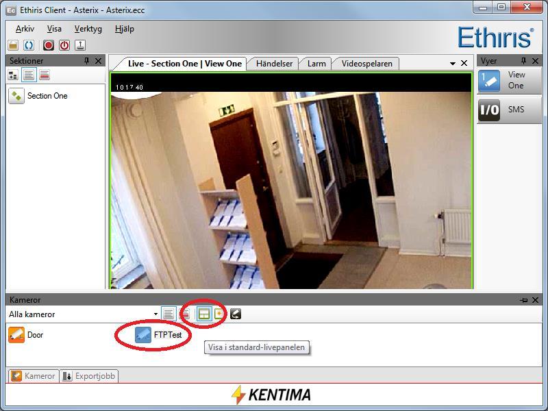 Uppgift 7, Avaktivera kameror 2.9.2 Instruktioner, En avaktiverad kamera i klienten Om Ethiris Client inte har startas än så gör de nu. 1.