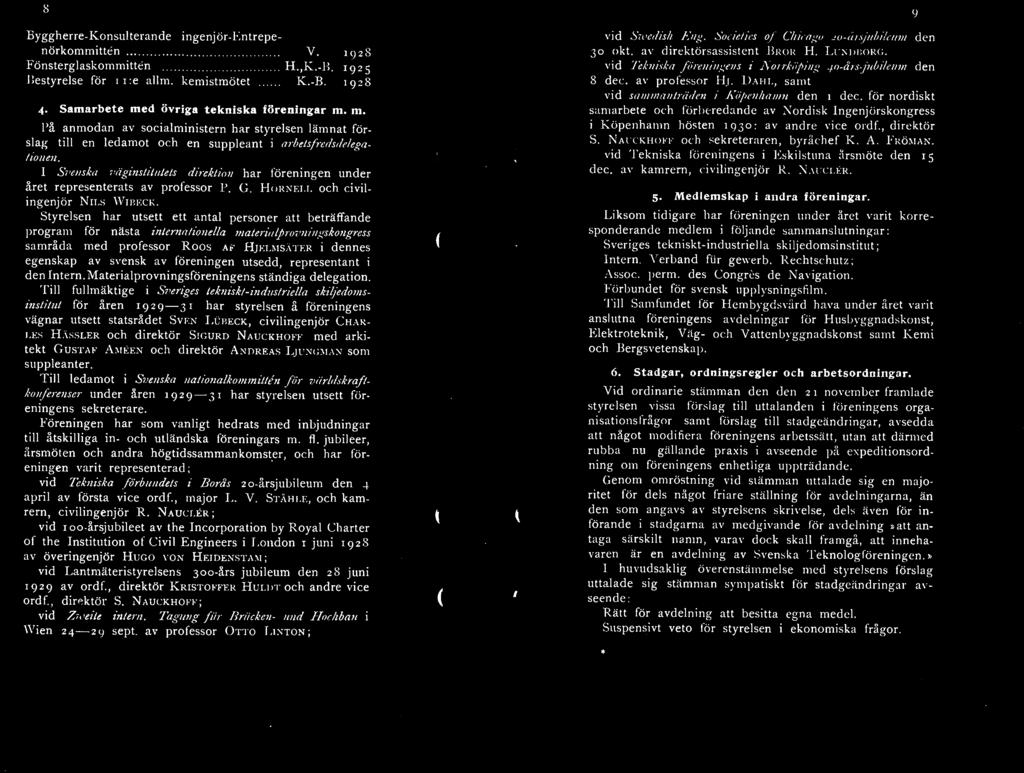 I Svenska - äginstitute/s direktion har föreningen under året representerats av professor P. G. HöRNELL och civilingenjör Nn.s WlBECK.