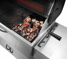 grillkolsbädd för olika värmenivåer 3 Påfyllnadslucka för grillkol på fronten för enkel hantering och rengöring 4 Solid