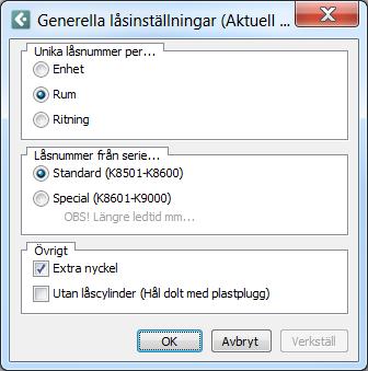 Låsinställningar När man öppnar en ny ritning är grundinställningen alltid: unika