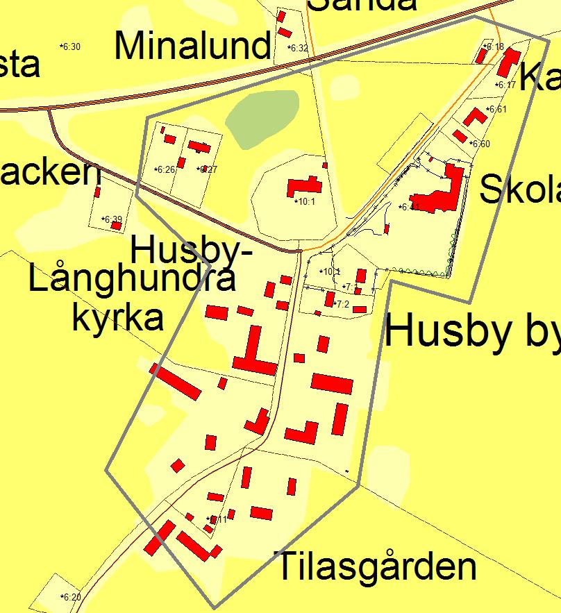 Husby-Långhundra I VA-planen: Bevakningsområde Befintlig bebyggelse Planstatus Befintlig VA-försörjning Förutsättningar för enskild vattenförsörjning Förutsättningar för enskild avloppshantering