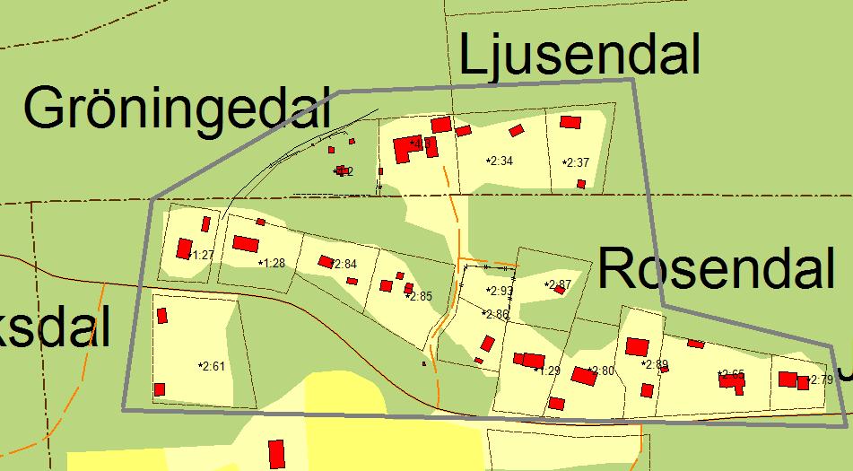 Rosendal I VA-planen: Bevakningsområde Befintlig bebyggelse Planförhållanden Befintlig VA-försörjning Förutsättningar för enskild vattenförsörjning Förutsättningar för enskild avloppshantering