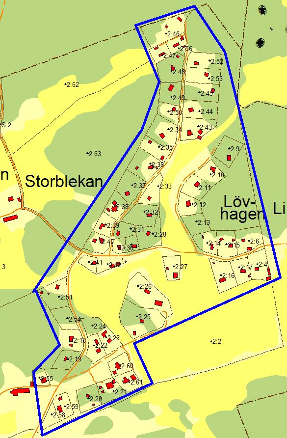 Kvarnbol I VA-planen: Utredningsområde Befintlig bebyggelse 54 hus, 5 obebyggda tomter. Andelen permanentboende bedöms vara drygt 50 %.