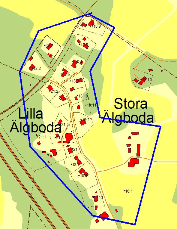 Lilla Älgboda I VA-planen: Utredningsområde Befintlig bebyggelse Planförhållanden Befintlig VA-försörjning Förutsättningar för enskild vattenförsörjning Förutsättningar för enskild avloppshantering