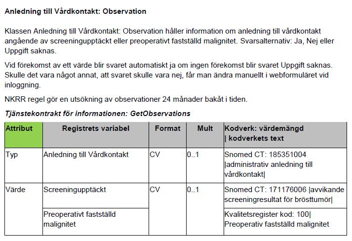 Sida: 11 (13) 4.2 Screeningupptäckt Här visar vi ett exempel där utifrån inhämtad vårddata översätter till olika svarsalternativ.