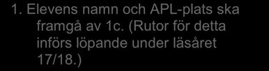 Om det redan vid kontraktskrivning framkommer att eleven inte kommer få vissa delar, ska det noteras i APL-planen, förslagsvis genom att