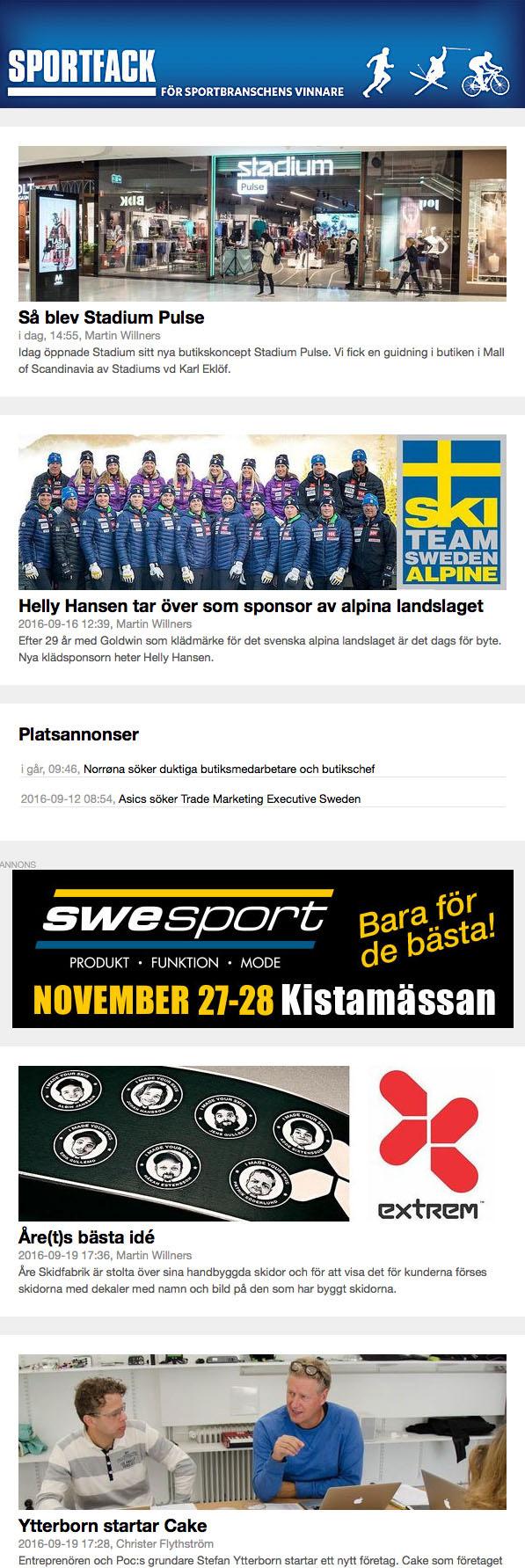 www.sportfack.se WEBB 2018 Sveriges största affärssajt för sport- cykel- och golfbranschen. BESÖKARNA Sportfack.