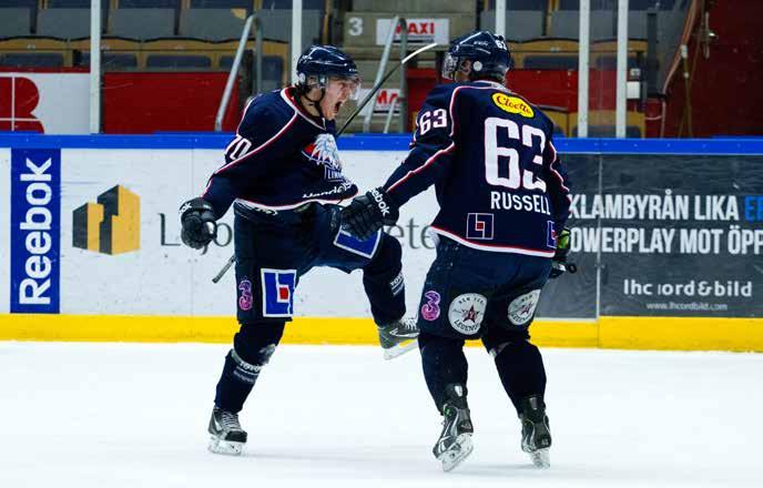 SATSNINGAR juniorer ungdom Broberg och Russel jublar i J20 Inte mindre än sju (7) spelare födda i Linköping är kontrakterade för spel i LHC:s elitserielag till den kommande säsongen.