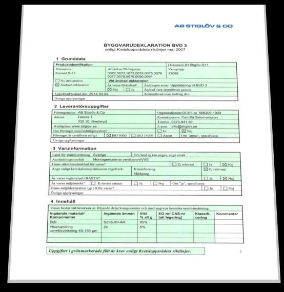 prestanda påverkar byggnadsverket prestanda i fråga om de grundläggande kraven på byggnadsverk. Vår produktion är sedan maj 2014 certifierad enligt EN 1090 EXC 1.