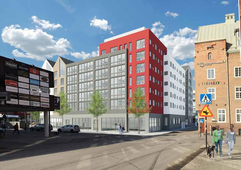 nya lägenheter och lokaler i bottenvåningen efter Drottninggatan.