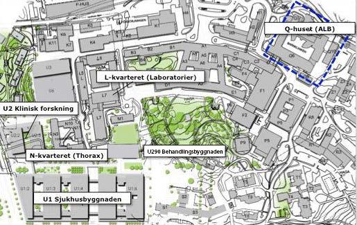 Kvarter N Slutenvård cirka 85 platser (bland annat infektion, psykiatri, platser inom tema inflammation och reparativ medicin), bröstcentrum, medicinsk teknik, lokaler för hälsoprofessionerna