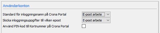 Uppstart Skapa användarkonton till Crona Portal Nu kan du skapa användarkonton till Crona Portal. Användarkontot har ett användarnamn och lösenord som används för att logga in på websidan.