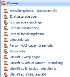 Rapporter Person Här finner du rapporter kopplade till de anställda. Anställningsbevis Visstidsanställda.