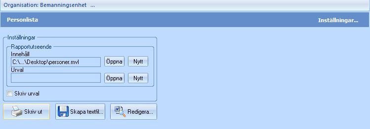 Personlista Personlista är en enkel rapportgenerator. Du skapar själv dina rapporter genom att göra egna mallar avseende innehåll och urval. Du väljer själv var du vill spara dina mallar.