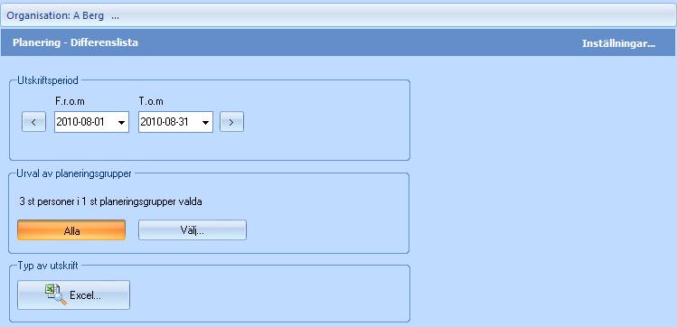 Planering Differenslista Differenslistan visar där det är differens mellan resursbehov och planerade tider för en uppgift/uppdrag och/eller personalgrupp.